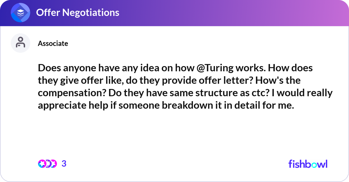 Does anyone have any idea on how @Turing works. Ho... | Fishbowl