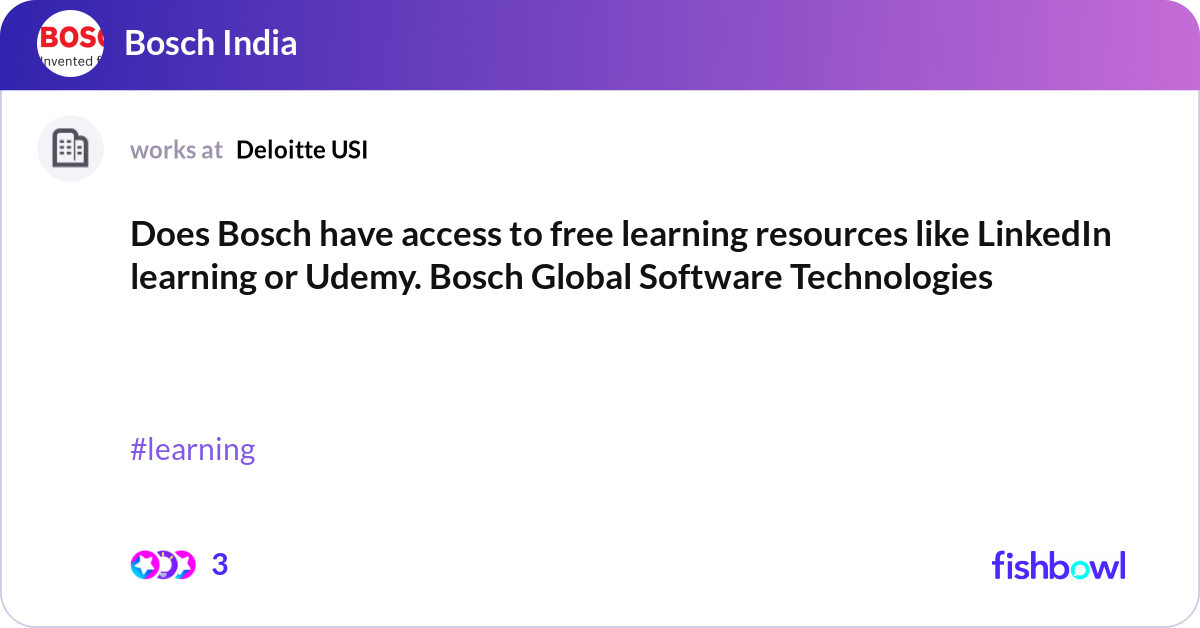 Does Bosch have access to free learning resources ... | Fishbowl
