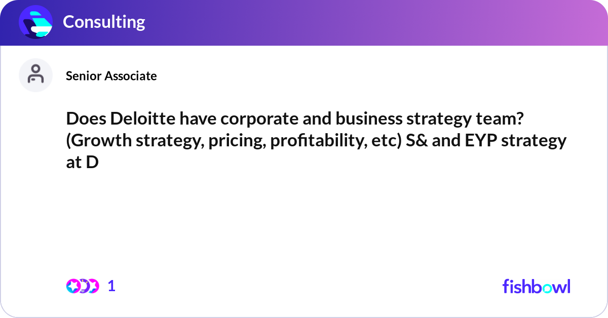 Does Deloitte have corporate and business strategy... | Fishbowl