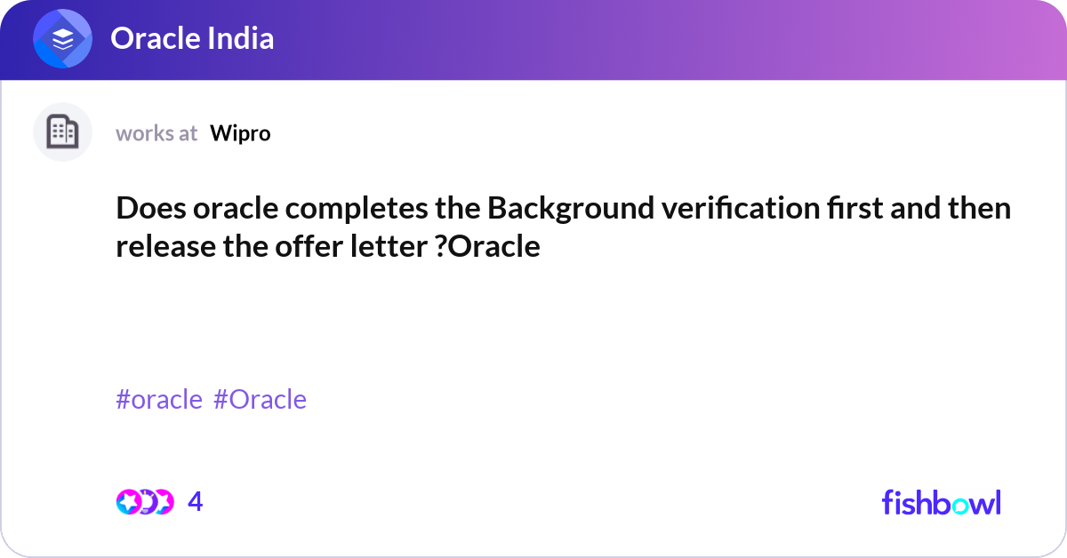 Oracle Remove Background Does oracle completes the Background verification ... | Fishbowl