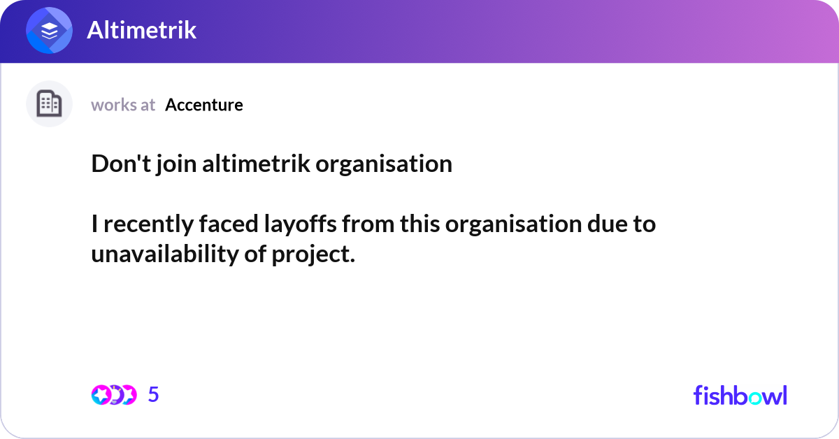 Software Project Engineer Icon Don't join altimetrik organisation I recently fac... | Fishbowl