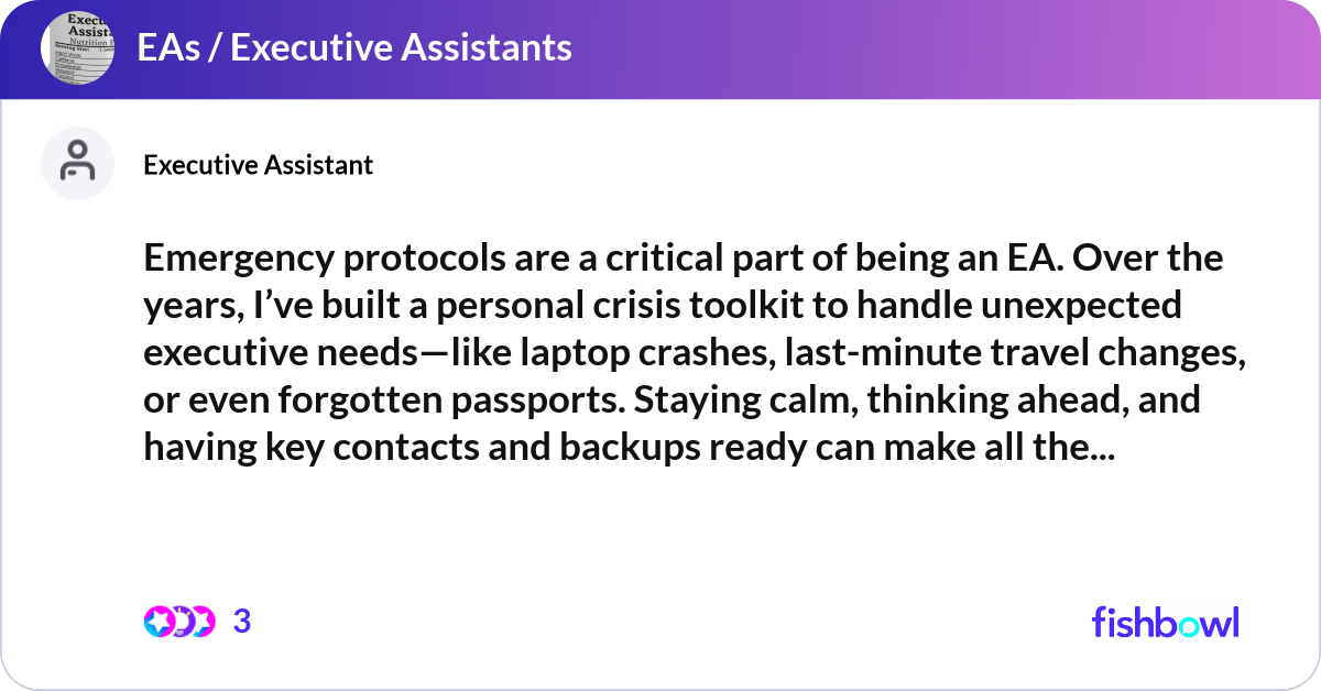 Emergency protocols are a critical part of being a... | Fishbowl