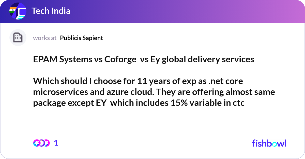 EPAM Systems vs Coforge vs Ey global delivery ser... | Fishbowl