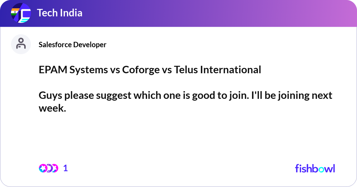 EPAM Systems vs Coforge vs Telus International G... | Fishbowl