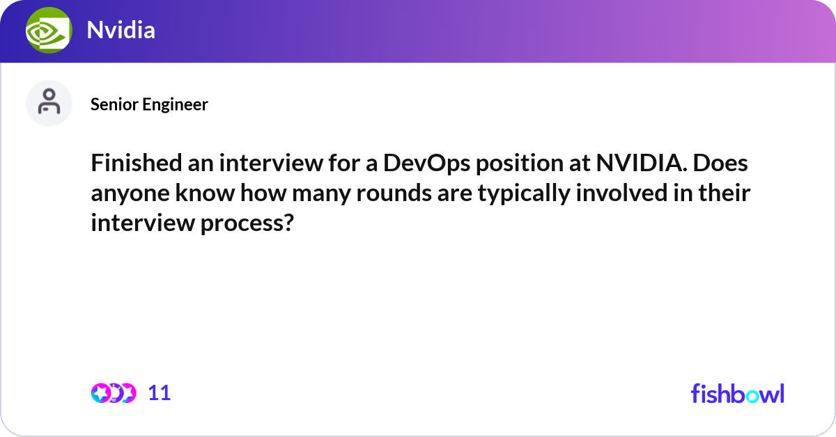 Finished an interview for a DevOps position at NVI... | Fishbowl