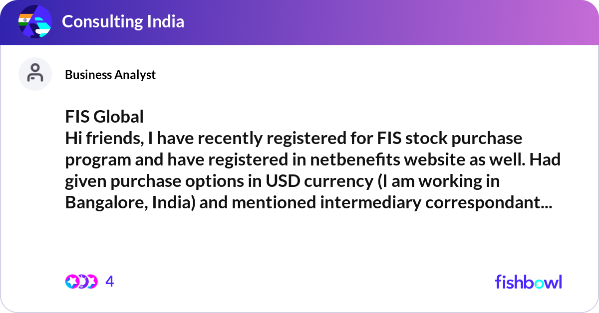 FIS Global Hi friends, I have recently registered... | Fishbowl