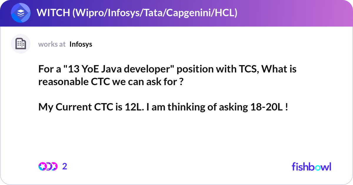 a game-changing decision for your business: java... For a "13 YoE Java developer" position with TCS, W... | Fishbowl