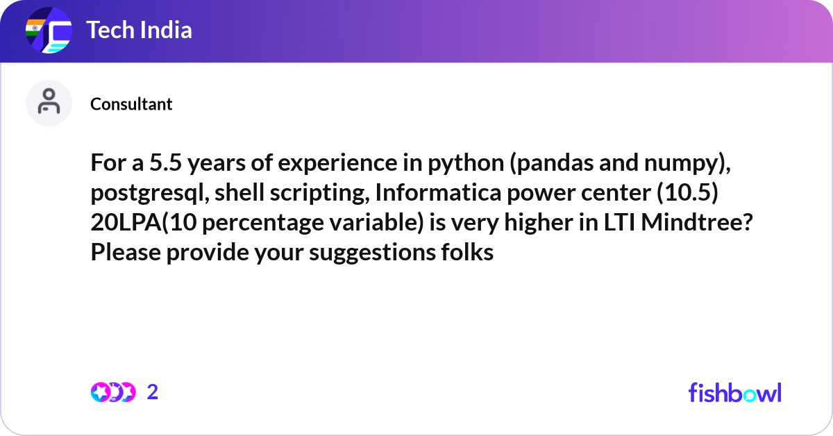 For a 5.5 years of experience in python (pandas an... | Fishbowl