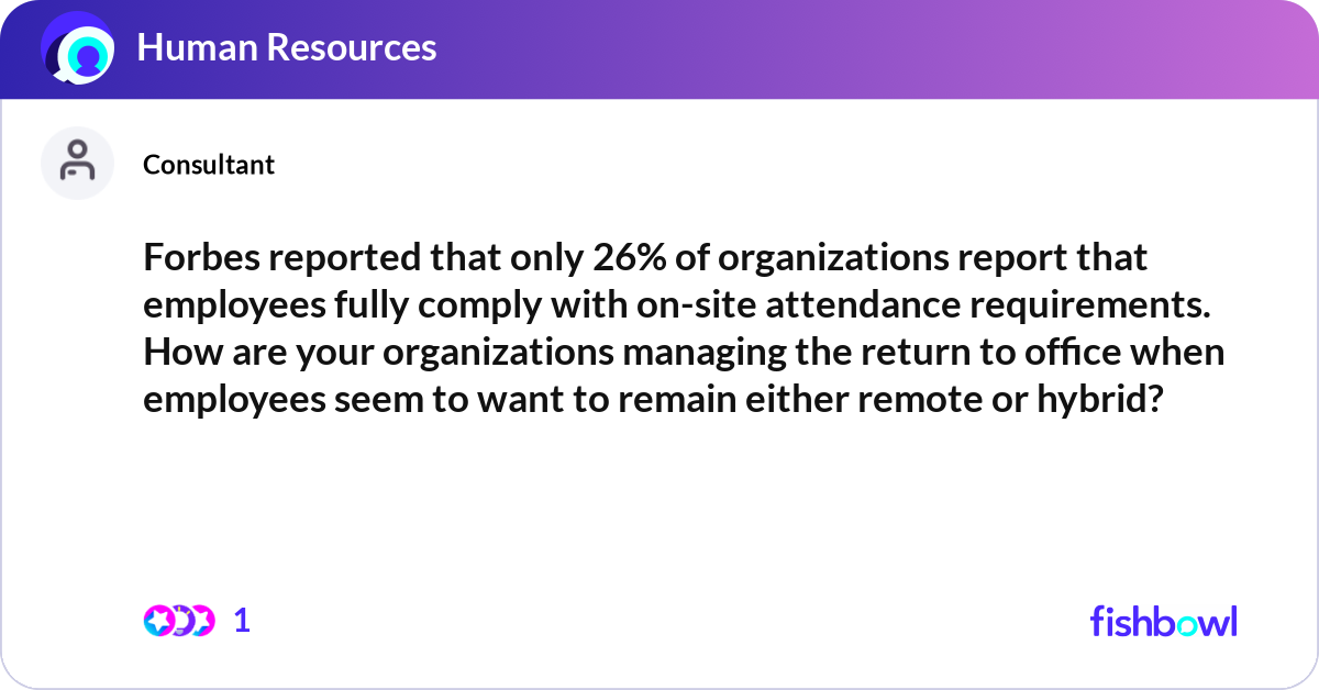 Forbes reported that only 26% of organizations rep... | Fishbowl