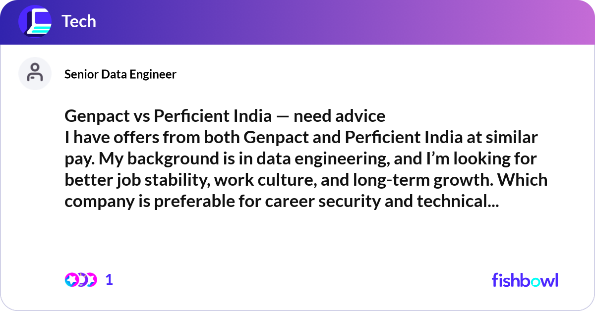 Genpact vs Perficient India — need advice I have o... | Fishbowl