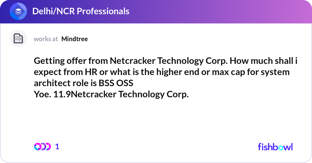 Netcracker Icon Getting offer from Netcracker Technology Corp. How... | Fishbowl