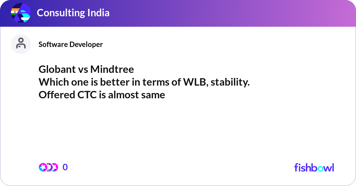 Mindtree Vs Tree Globant vs Mindtree Which one is better in terms o... | Fishbowl