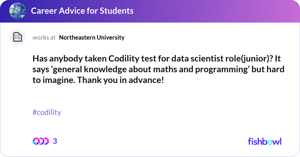 Has anybody taken Codility test for data scientist... | Fishbowl