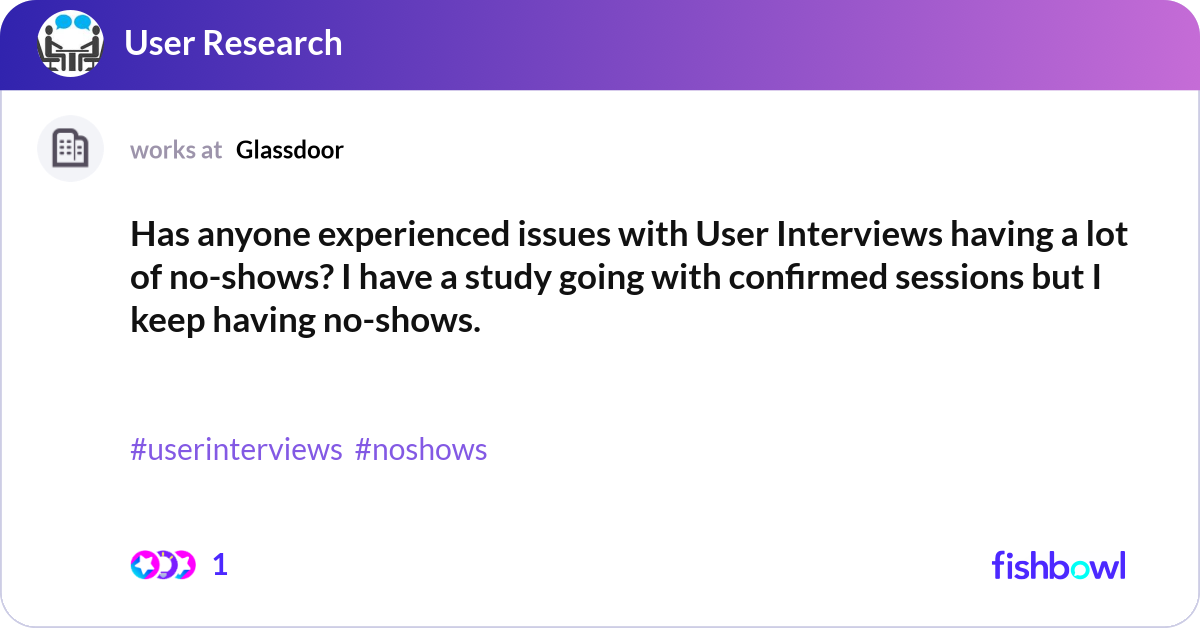 Has anyone experienced issues with User Interviews... | Fishbowl
