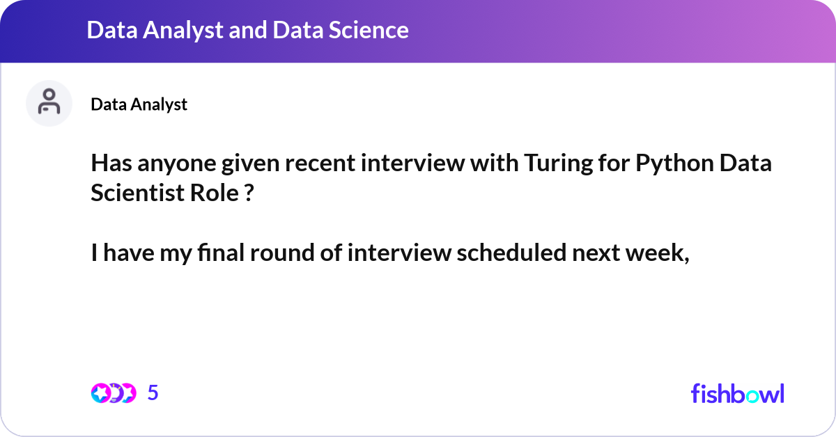 Has anyone given recent interview with Turing for ... | Fishbowl