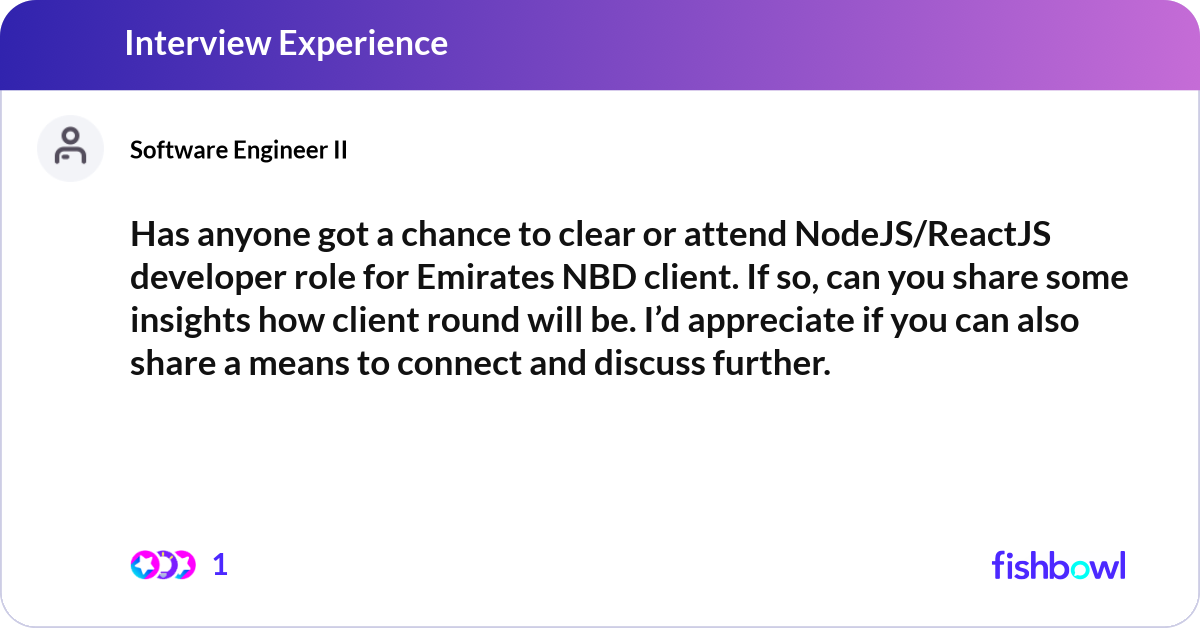 Has anyone got a chance to clear or attend NodeJS/... | Fishbowl