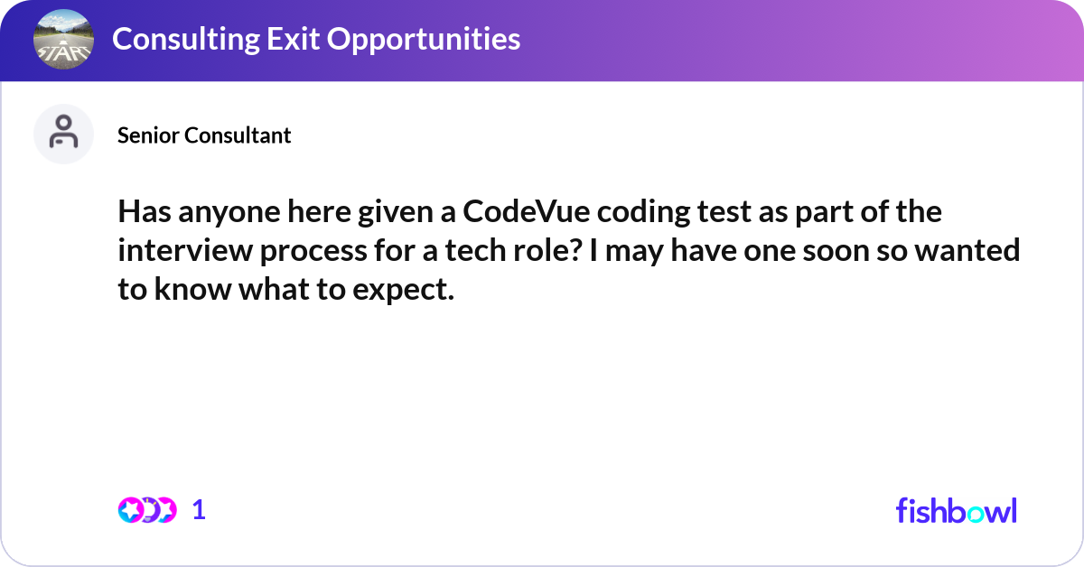 Has anyone here given a CodeVue coding test as par... | Fishbowl