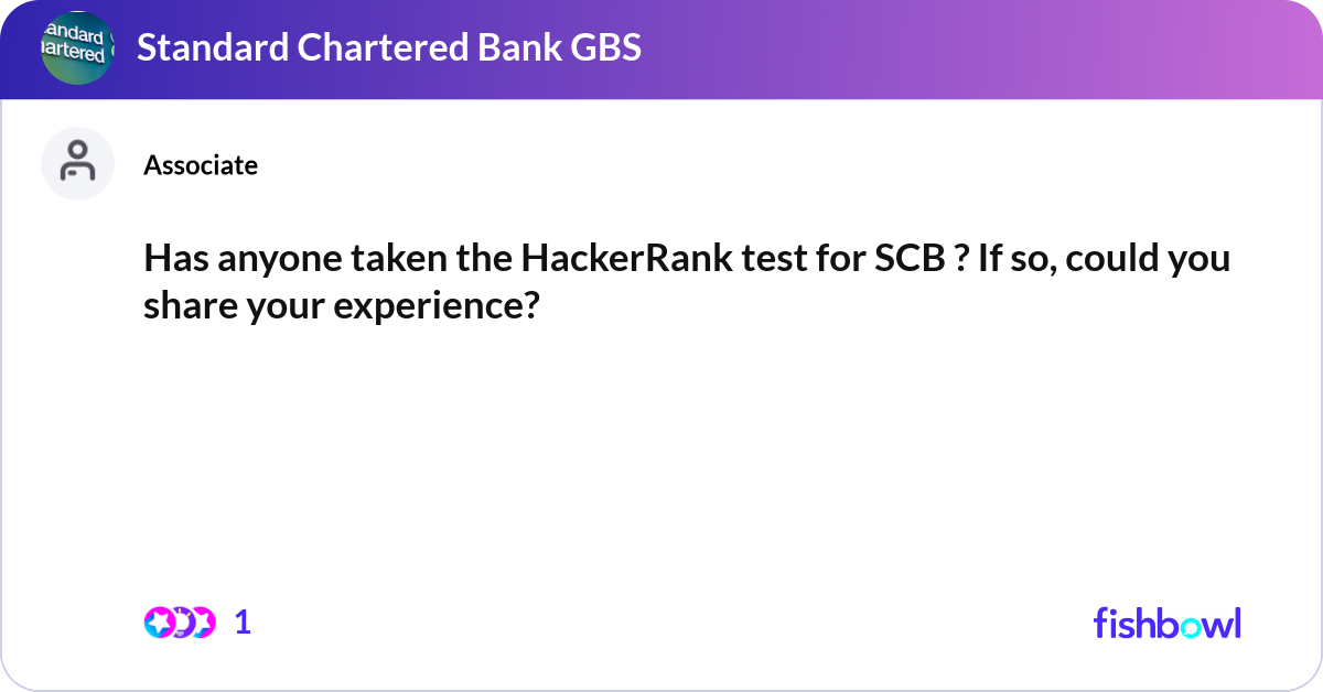 Hackerrank Test Window Has anyone taken the HackerRank test for SCB ? If ... | Fishbowl
