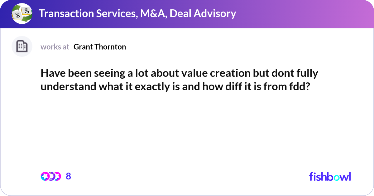 Have been seeing a lot about value creation but do... | Fishbowl