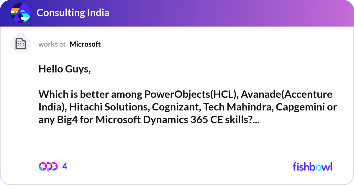 Powerobjects Hcl Hello Guys, Which is better among PowerObjects(HC... | Fishbowl
