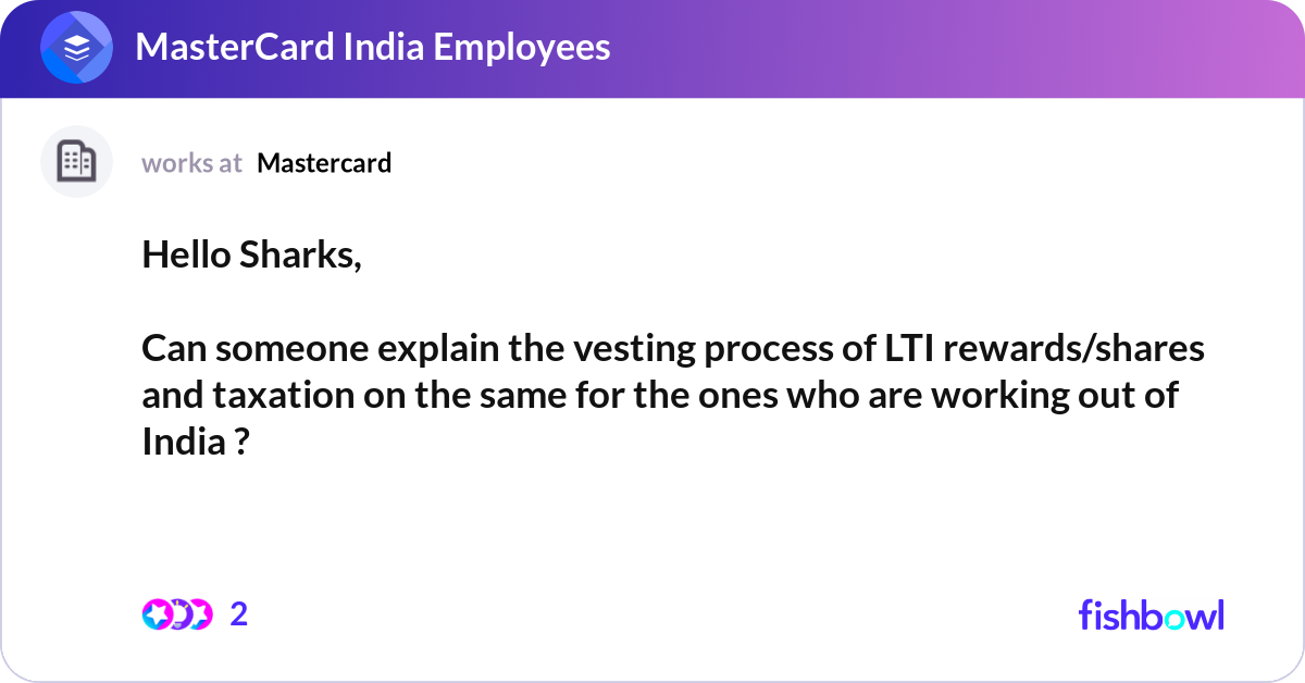 Hello Sharks, Can someone explain the vesting pro... | Fishbowl
