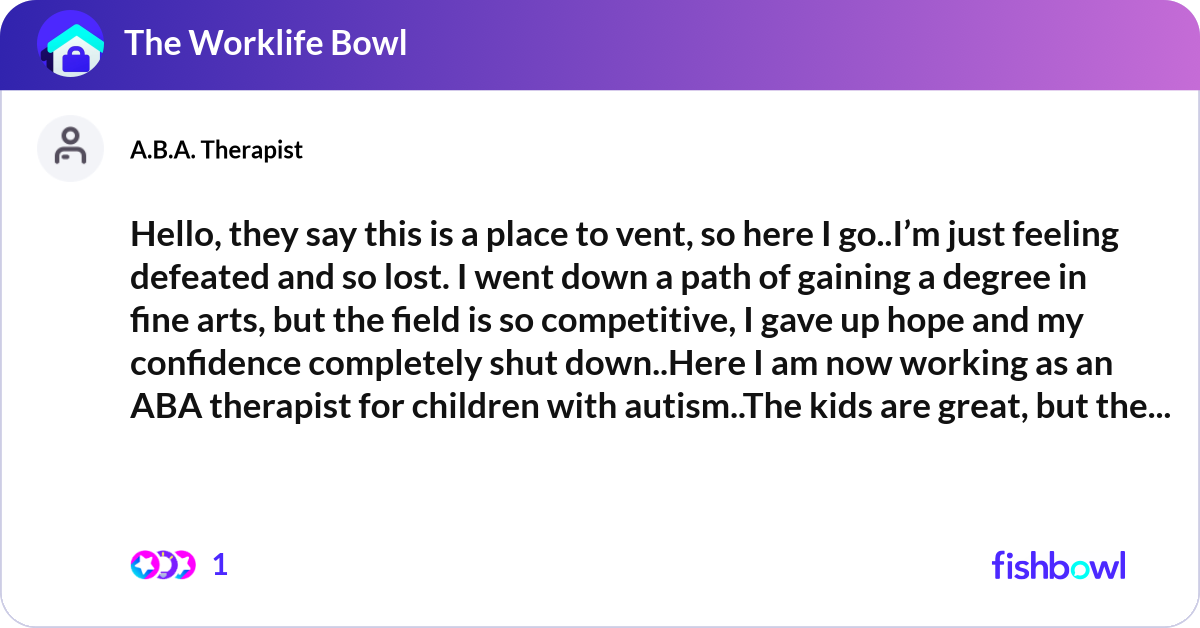 Hello, they say this is a place to vent, so here I... | Fishbowl