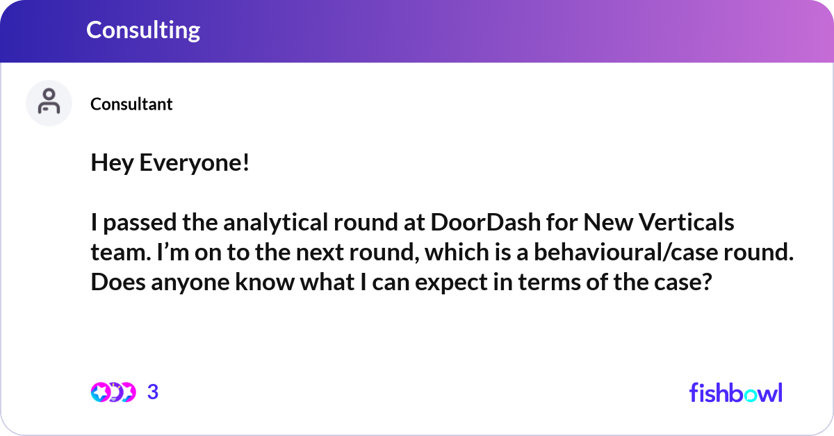Analytical Rnd Hey Everyone! I passed the analytical round at D... | Fishbowl