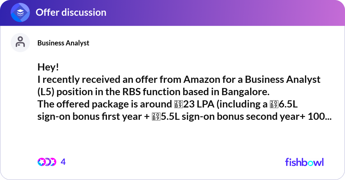 Hey Function Hey! I recently received an offer from Amazon for ... | Fishbowl