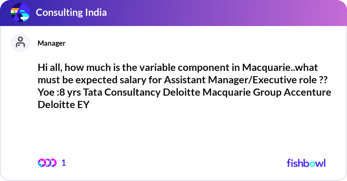 Hi all, how much is the variable component in Macq... | Fishbowl