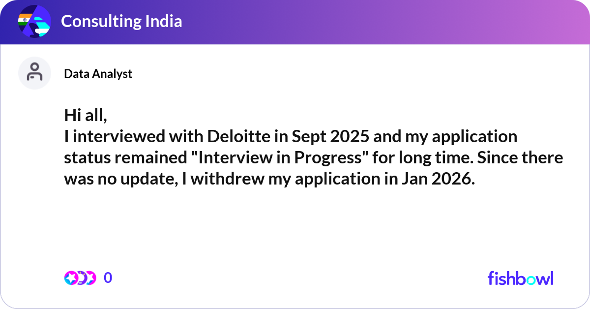 Hi all, I interviewed with Deloitte in Sept 2025 a... | Fishbowl