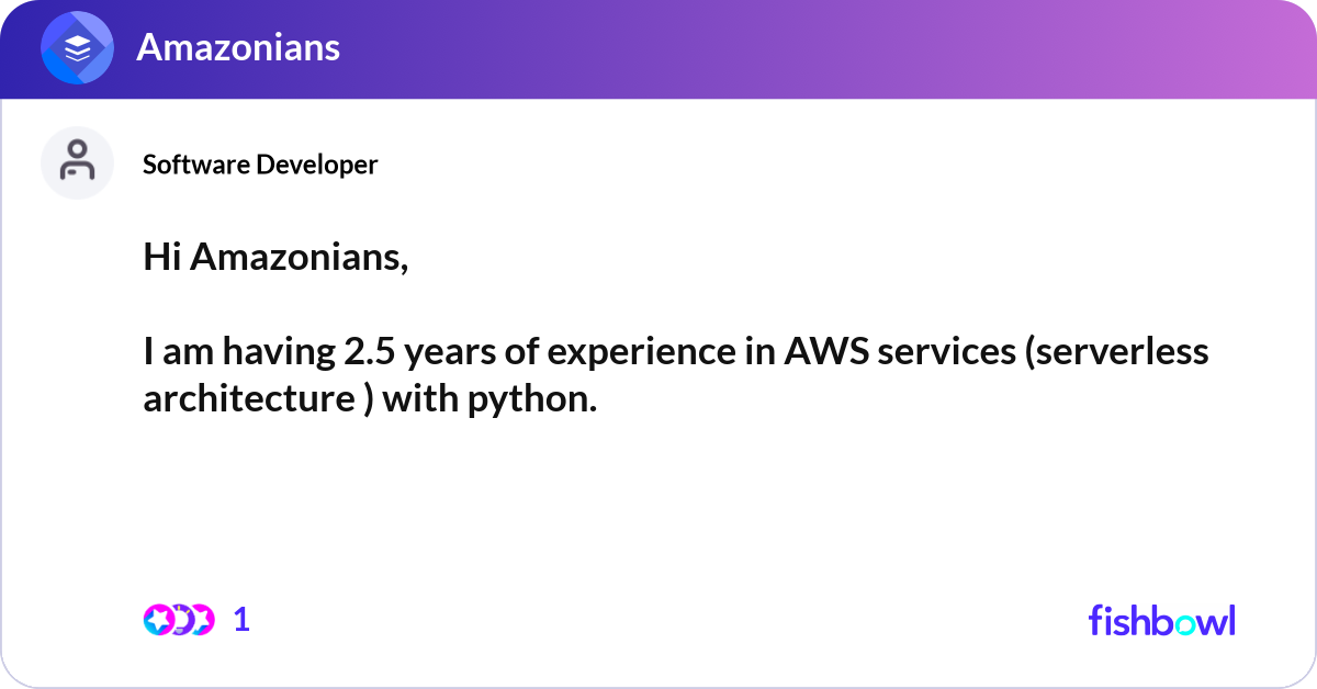 Hi Amazonians, I am having 2.5 years of experienc... | Fishbowl