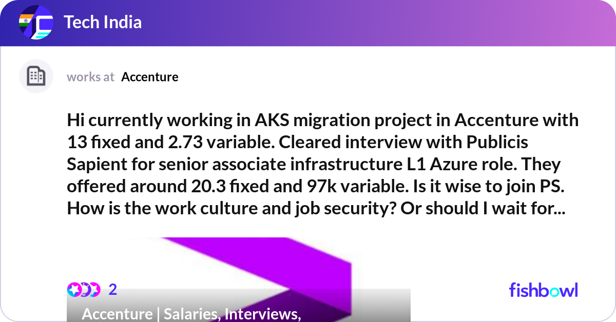 Hi currently working in AKS migration project in A... | Fishbowl