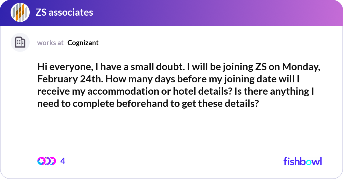 Small Doubt Hi everyone, I have a small doubt. I will be joini... | Fishbowl