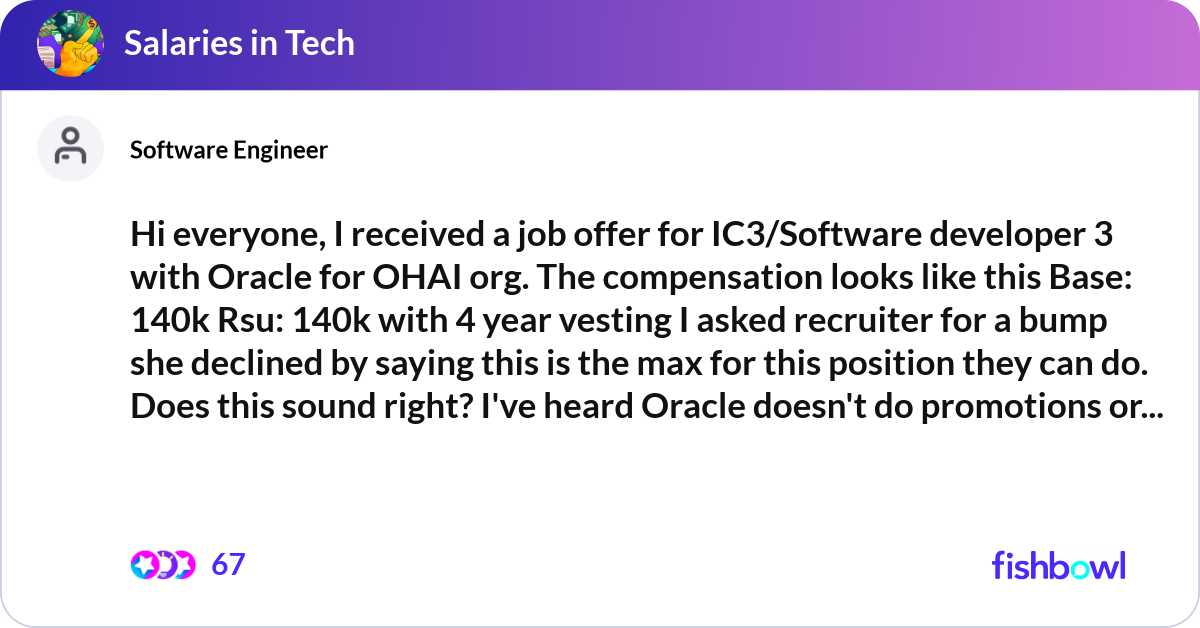 Hi everyone, I received a job offer for IC3/Softwa... | Fishbowl