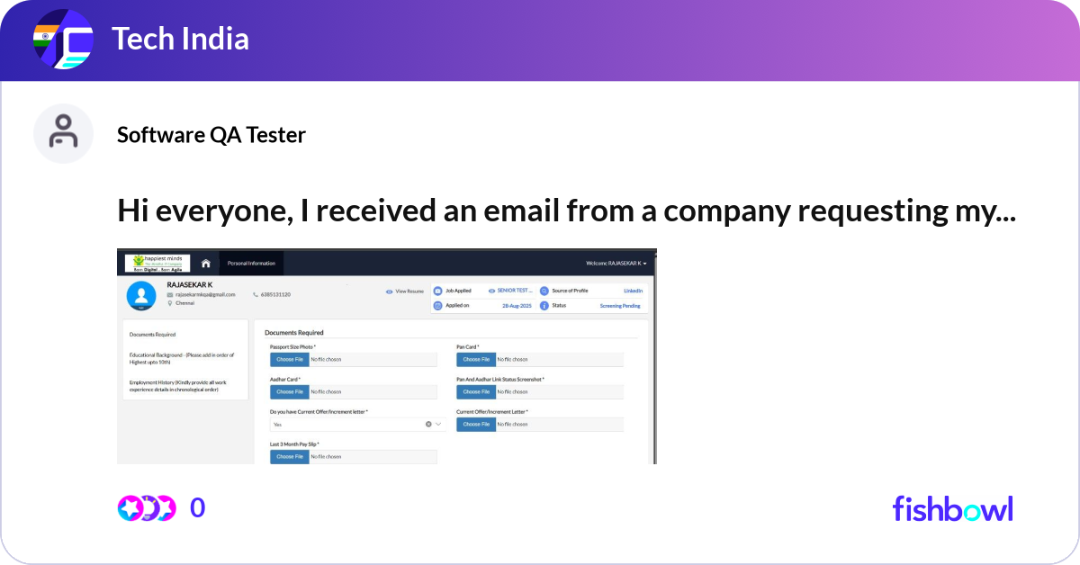 Hi everyone, I received an email from a company re... | Fishbowl