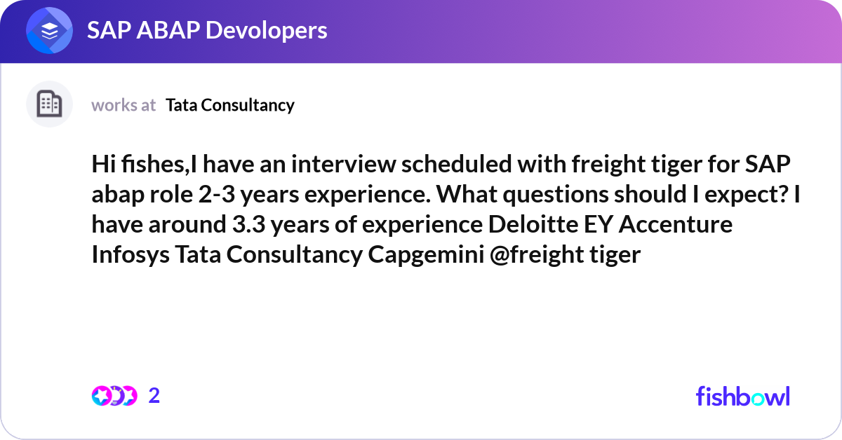 Hi fishes,I have an interview scheduled with freig... | Fishbowl