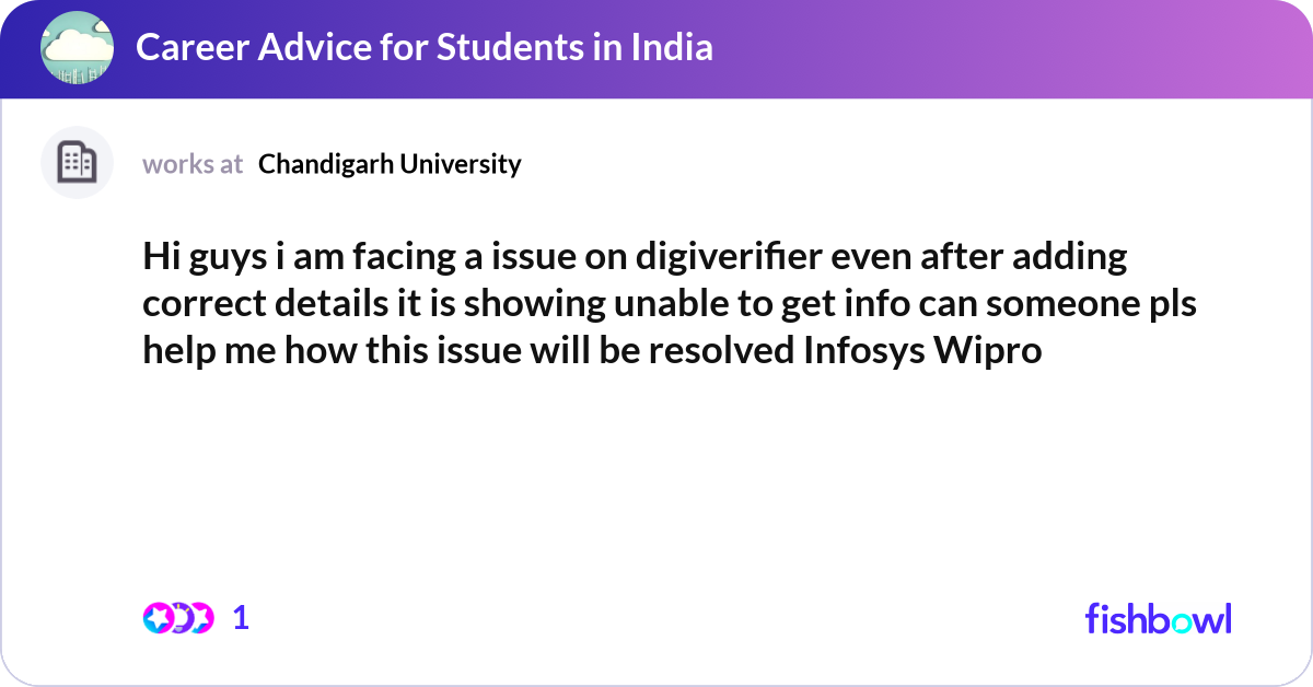 Hi guys i am facing a issue on digiverifier even a... | Fishbowl