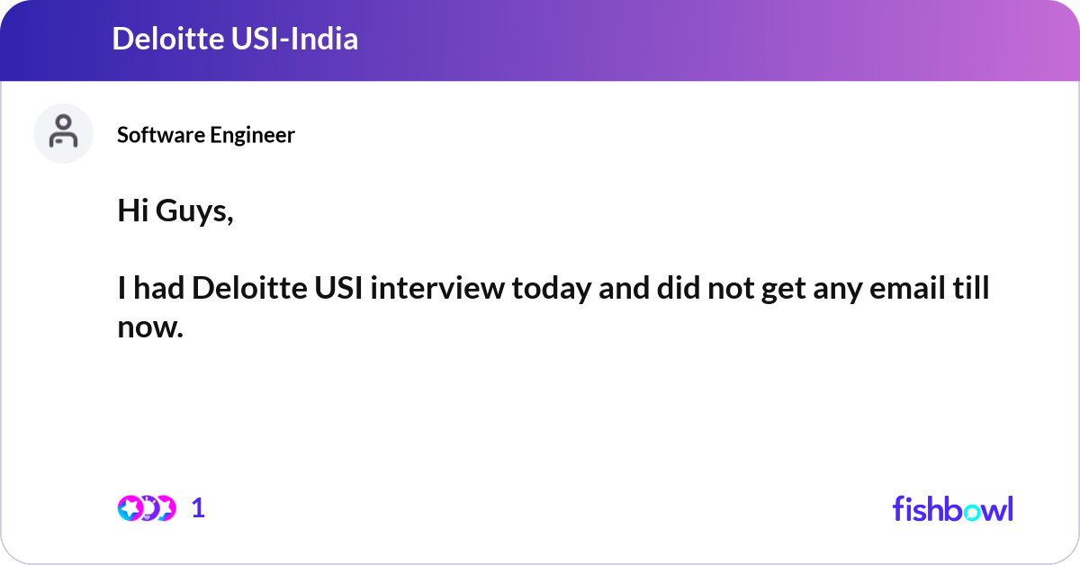 Hi Guys, I had Deloitte USI interview today and d... | Fishbowl