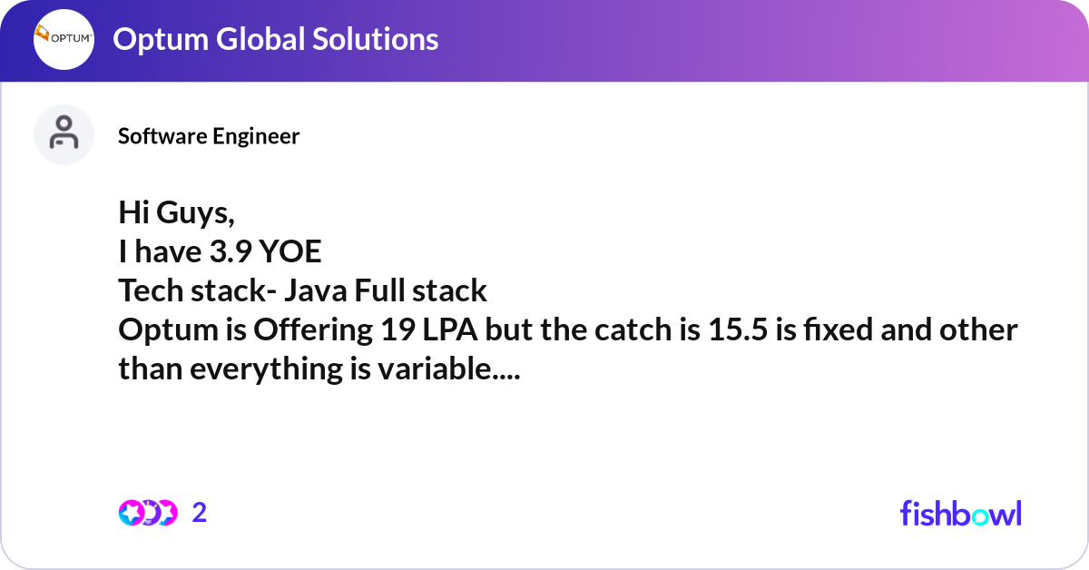 Hi Guys, I have 3.9 YOE Tech stack- Java Full sta... | Fishbowl
