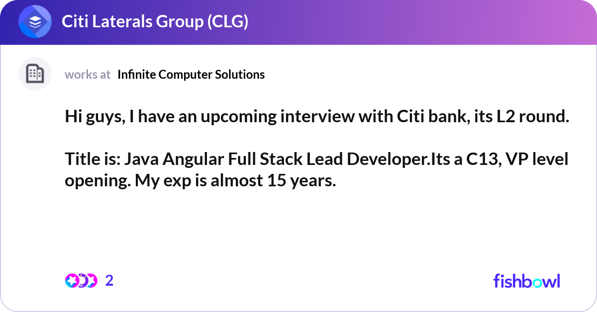Java Rounded Png Hi guys, I have an upcoming interview with Citi ba... | Fishbowl