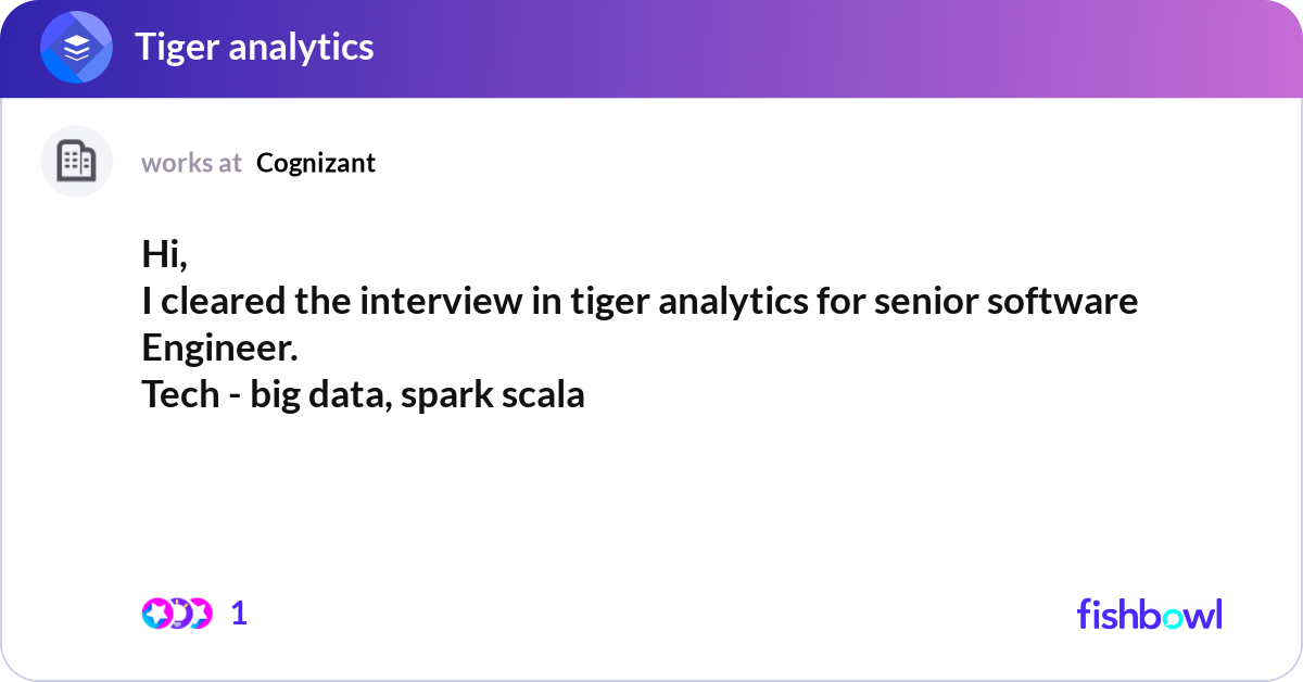 Hi, I cleared the interview in tiger analytics for... | Fishbowl