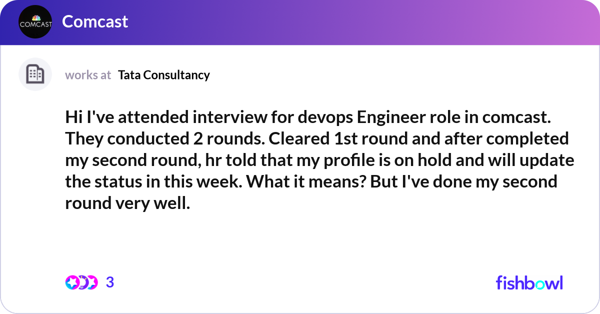 Hi I've attended interview for devops Engineer rol... | Fishbowl