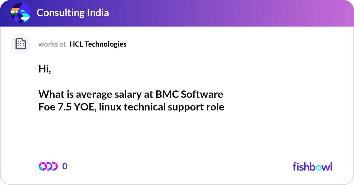 Hi, What is average salary at BMC Software Foe ... | Fishbowl