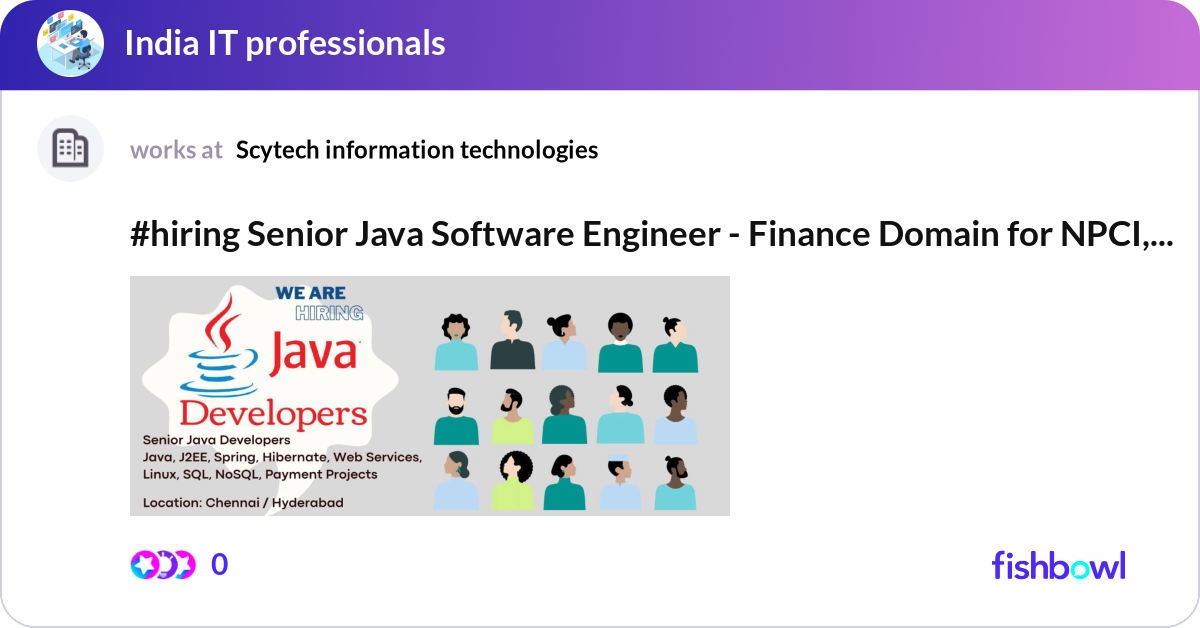 #hiring Senior Java Software Engineer - Finance Do... | Fishbowl