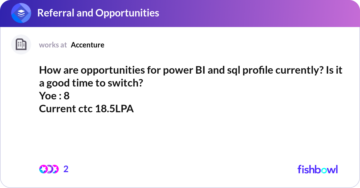 How are opportunities for power BI and sql profile... | Fishbowl