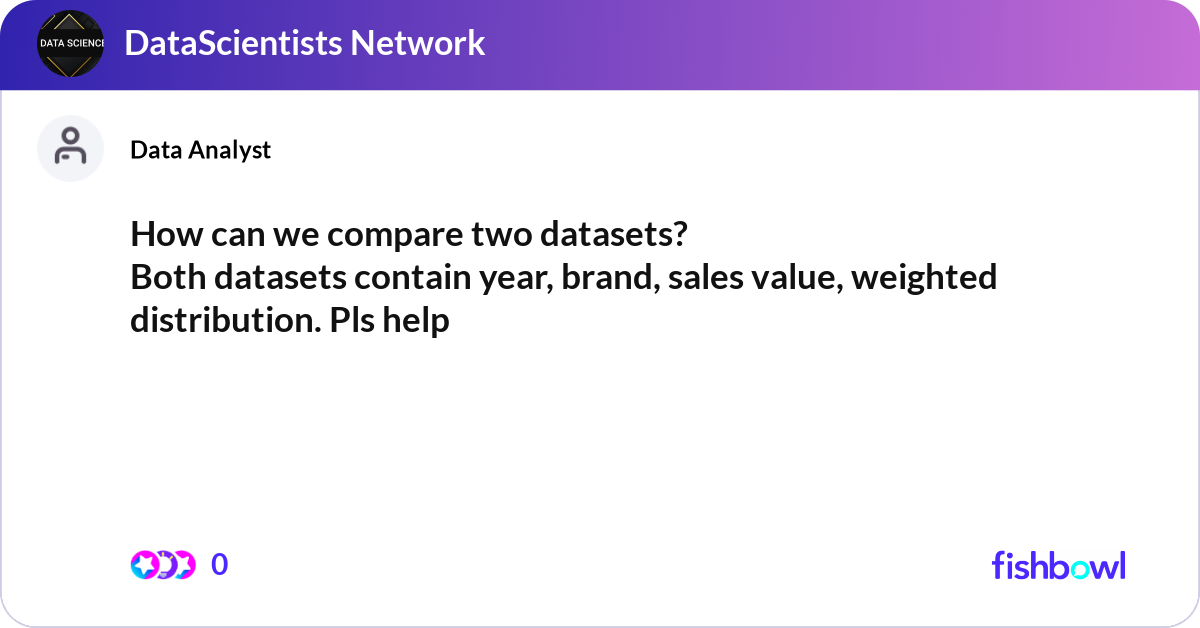 How can we compare two datasets? Both datasets co... | Fishbowl