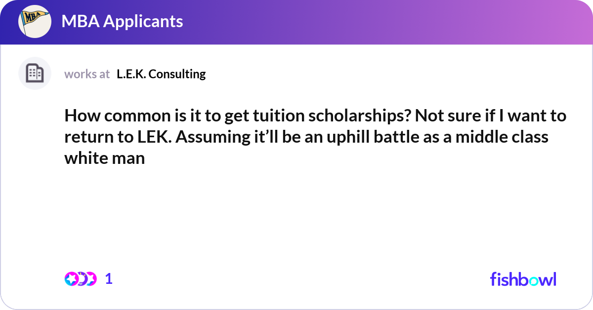 How common is it to get tuition scholarships? Not ... | Fishbowl