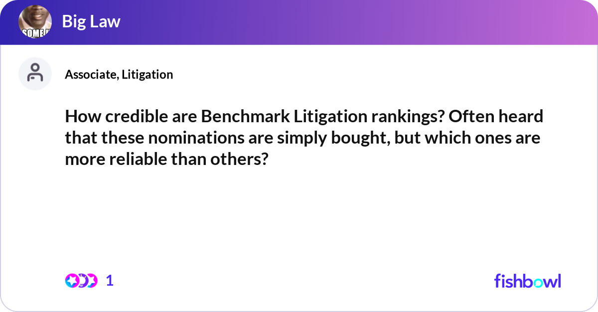 How credible are Benchmark Litigation rankings? Of... | Fishbowl