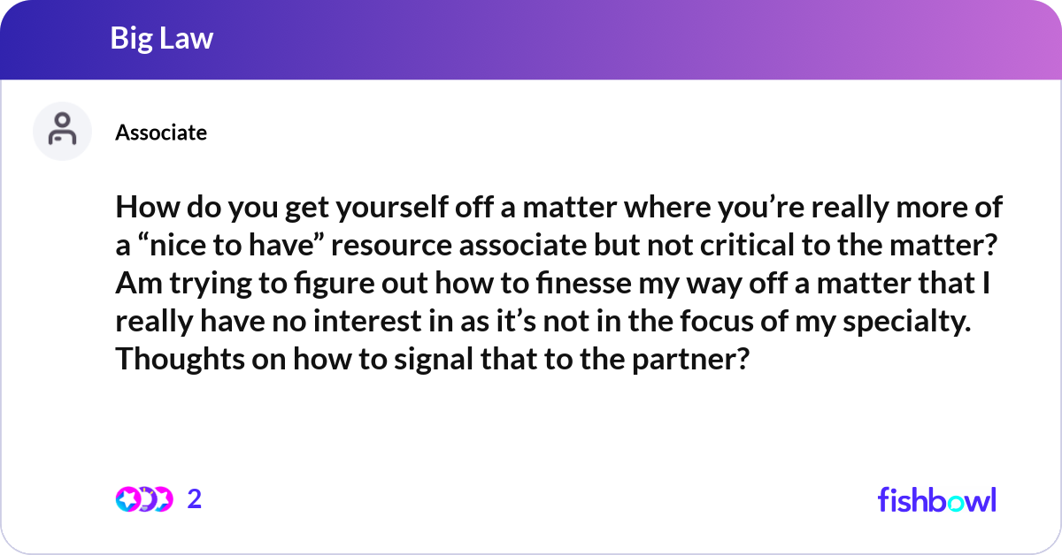 How do you get yourself off a matter where you’re | Fishbowl