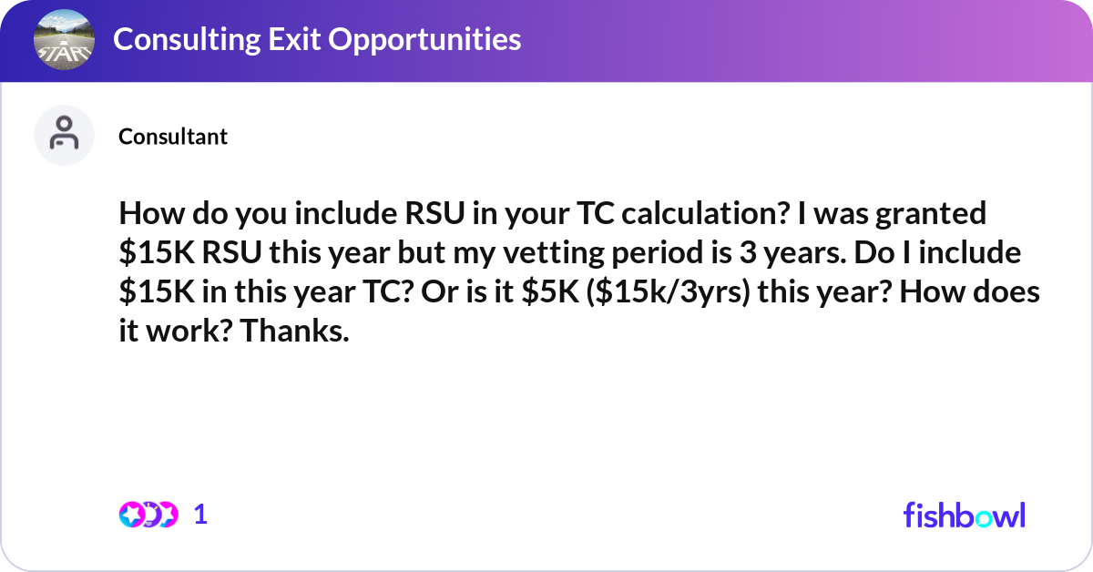 How do you include RSU in your TC calculation? I w... | Fishbowl